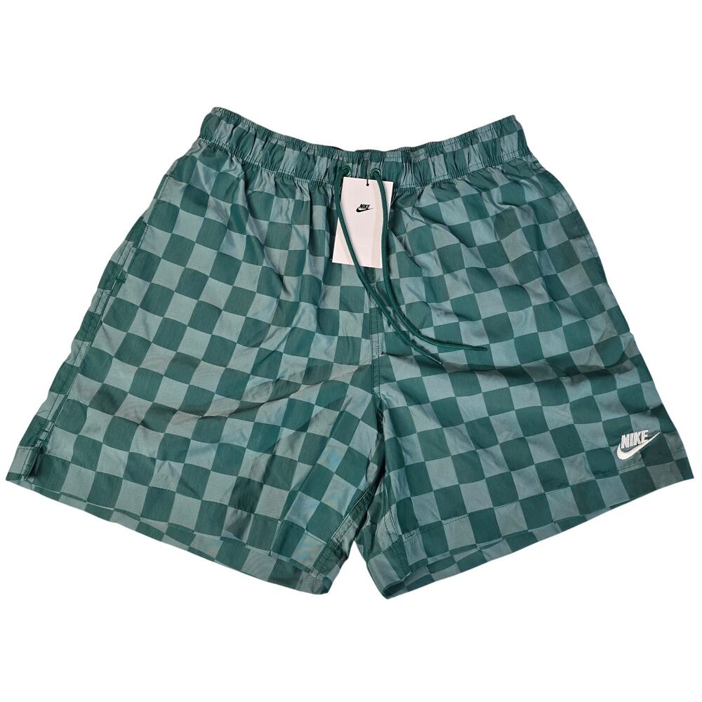 Nike Nylon Shorts Mens Medium Checkerboard Green Above Knee FA240105SIV NWT NEW
